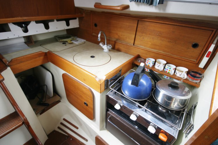 Halmatic 30for sale The galley - Compact yet well laid out out