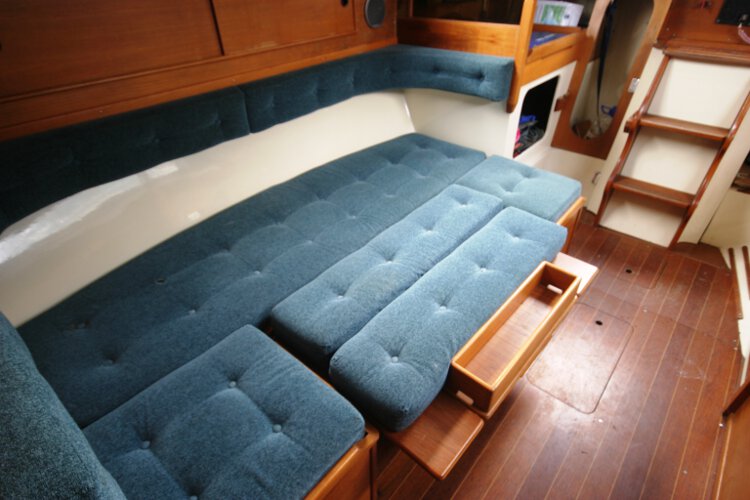 Halmatic 30for sale The starboard settee converted to a double - 