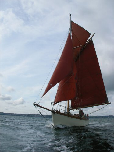 Wooden Classic Gaff cutterfor sale Dreva under sail - A stunning view of this lovely classic