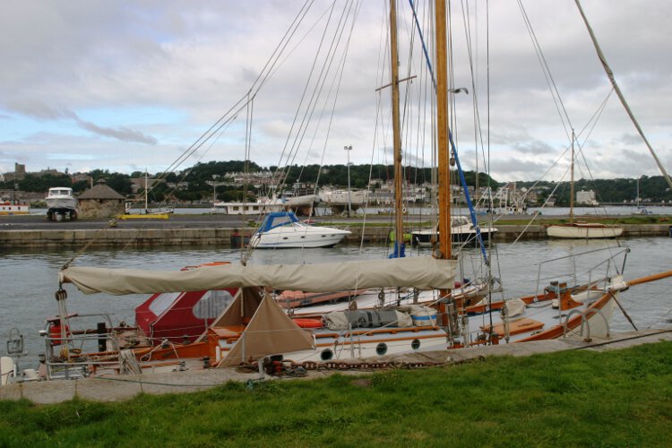 Wooden Classic Gaff cutterfor sale Seen from ashore - 