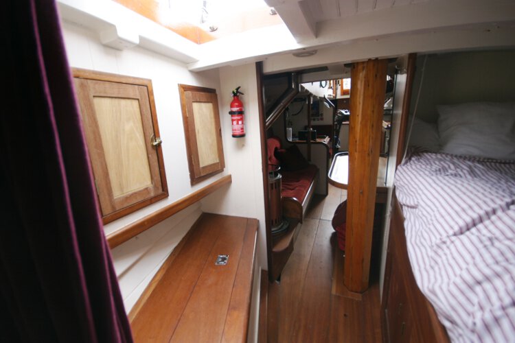 Wooden Classic Gaff cutterfor sale Looking aft into the saloon - Seen from forward