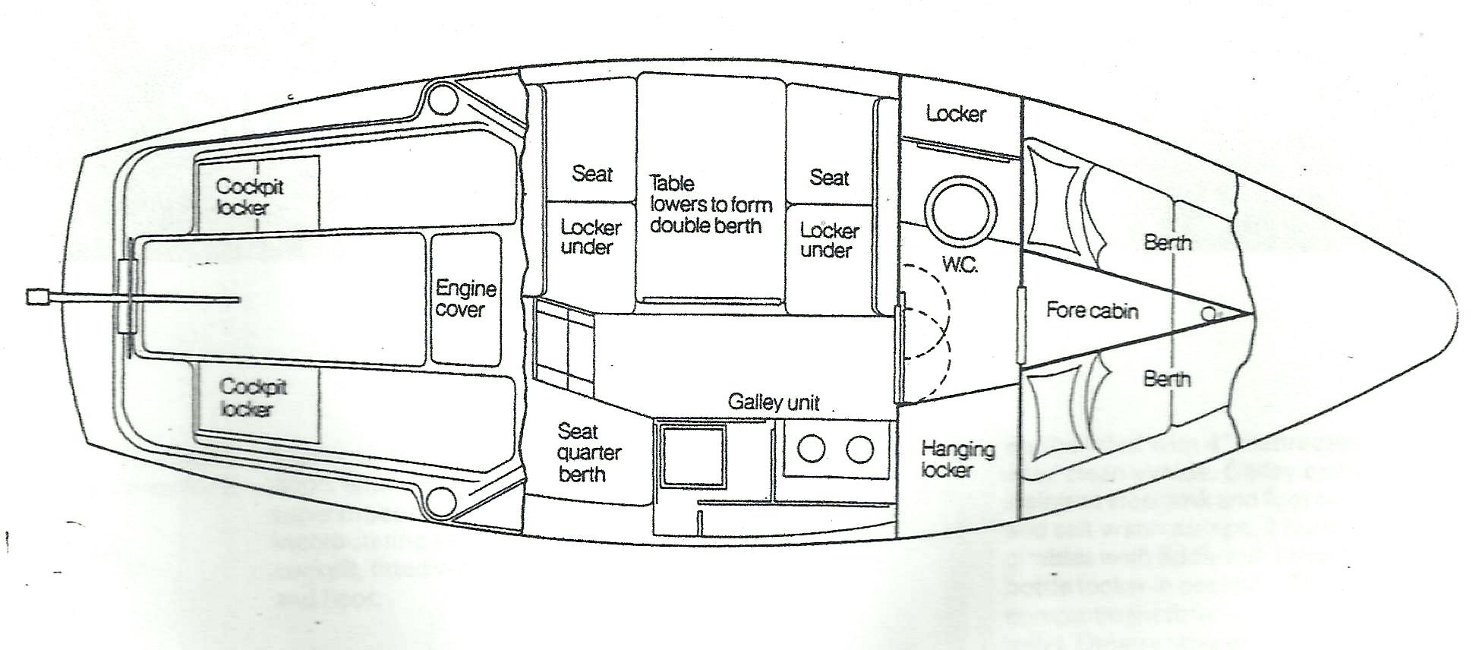 Seamaster Sailer 23for sale Layout Drawing - From Manufacturer's original brochure.