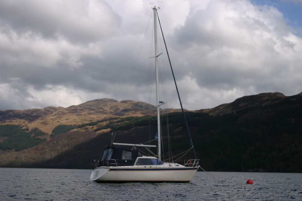 Westerly Riviera 35 MkIIfor sale On Her Mooring - Distant view showing full rig