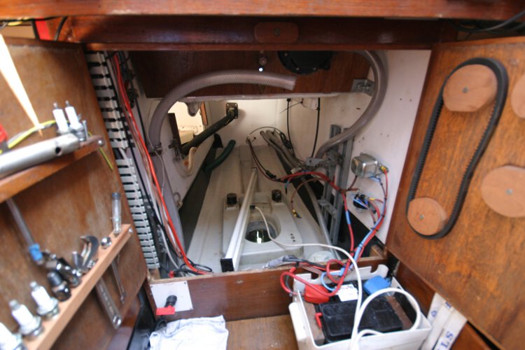 Master Marine Eygthenefor sale The engine compartment - The engine has been taken ashore for servicing