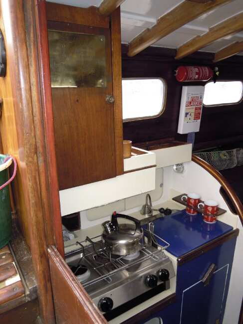 Wooden Classic 29 foot Bermudan Sloopfor sale Galley - cover ofer sink - Owner's photo