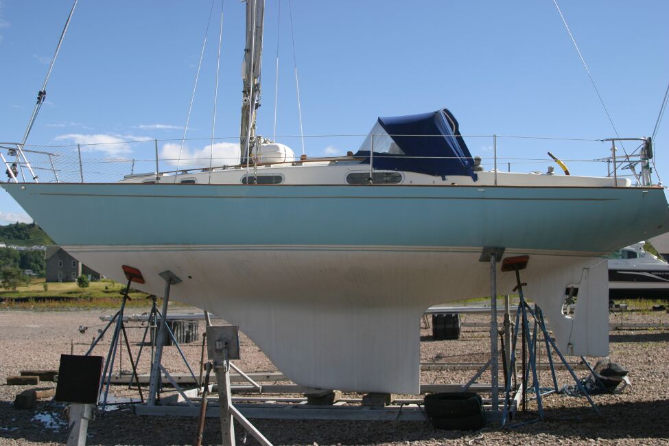 Contessa 32for sale Port side - Laid up in the boatyard