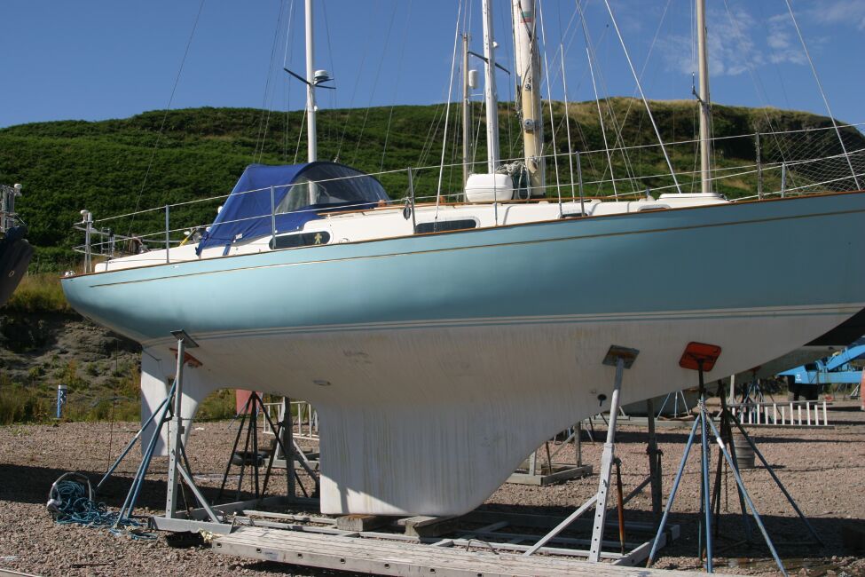 Contessa 32for sale Starboard side - Laid up in the boatyard