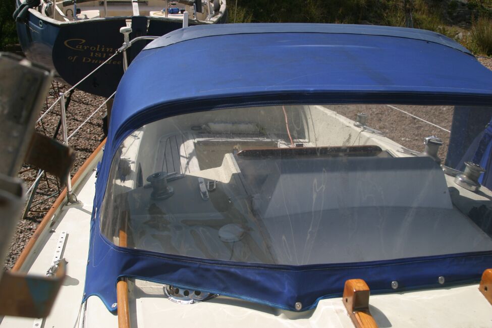Contessa 32for sale Spray hood, starboard side. - 