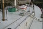 Unique 70 foot Steel Staysail Schooner Deck showing Flue pipe and liferaft